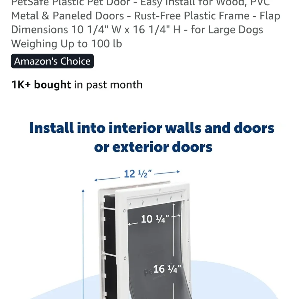 PetSafe Plastic Pet Door - White. Large